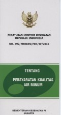 Peraturan Menteri Kesehatan Republik Indonesia No 492